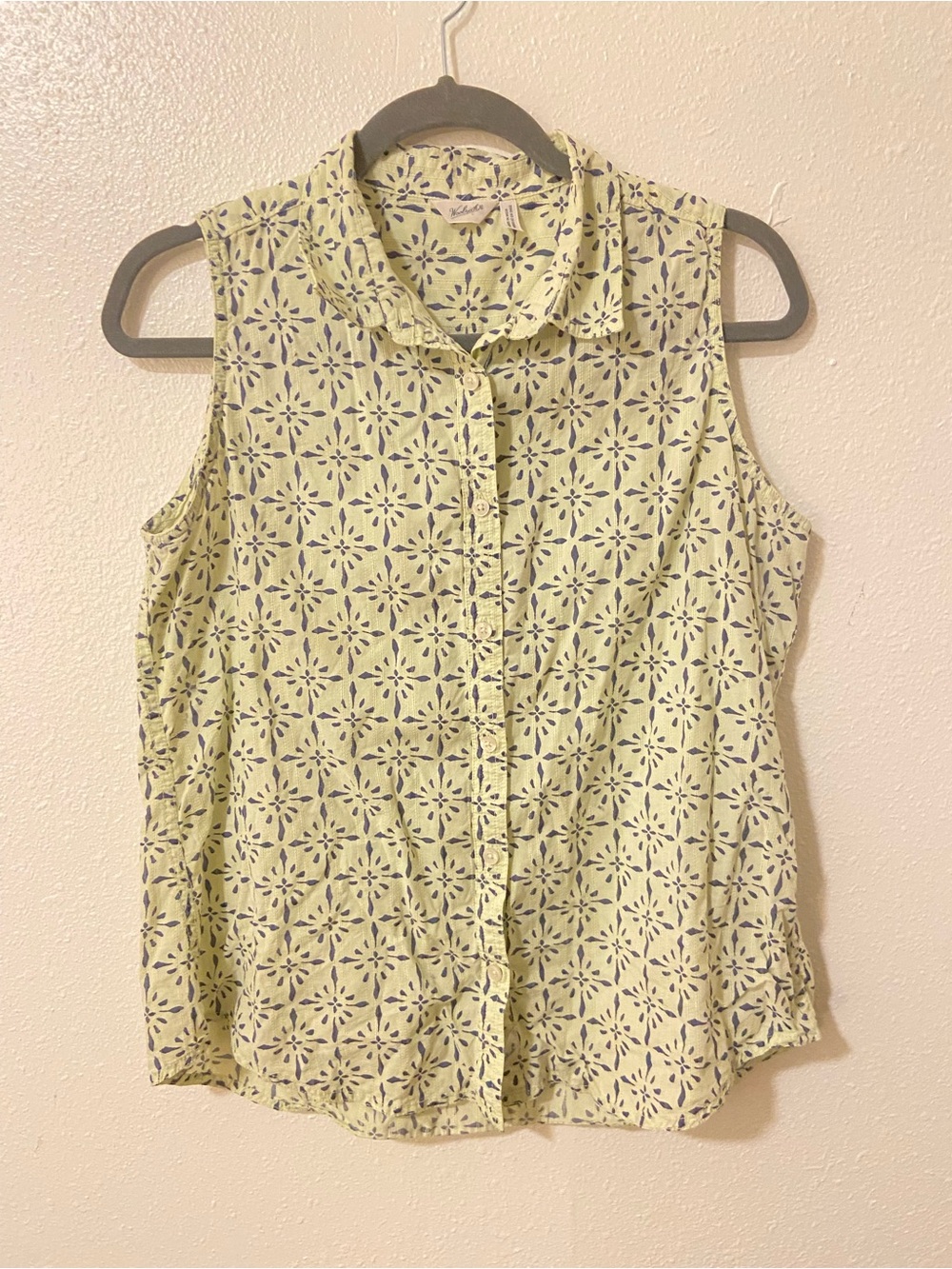 Vintage 100% Cotton Woolrich Sleeveless Button-Down Top Blouse Large Womens